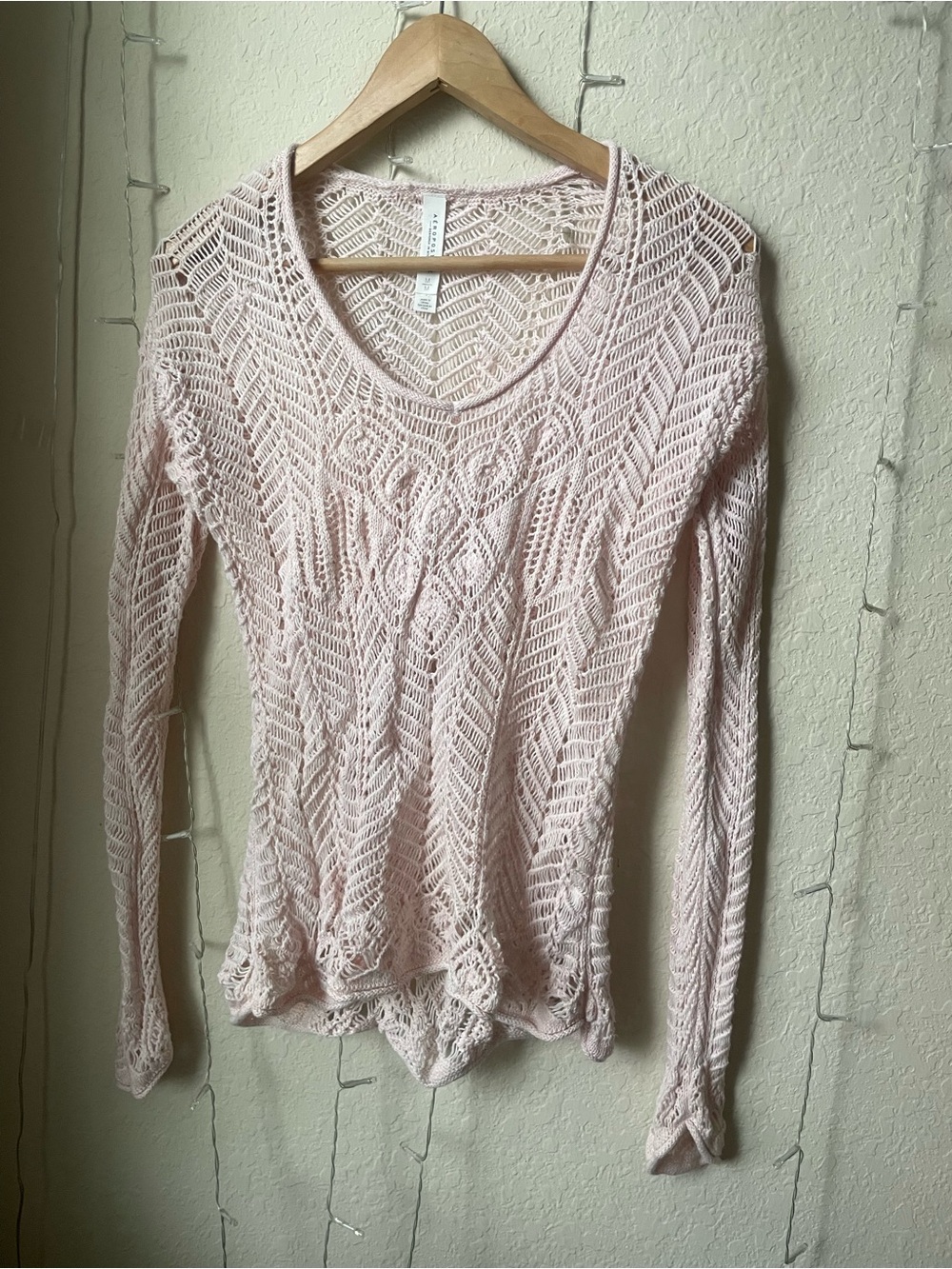 Aeropostale Light Pink Open Knit Scoop Neck Sweater